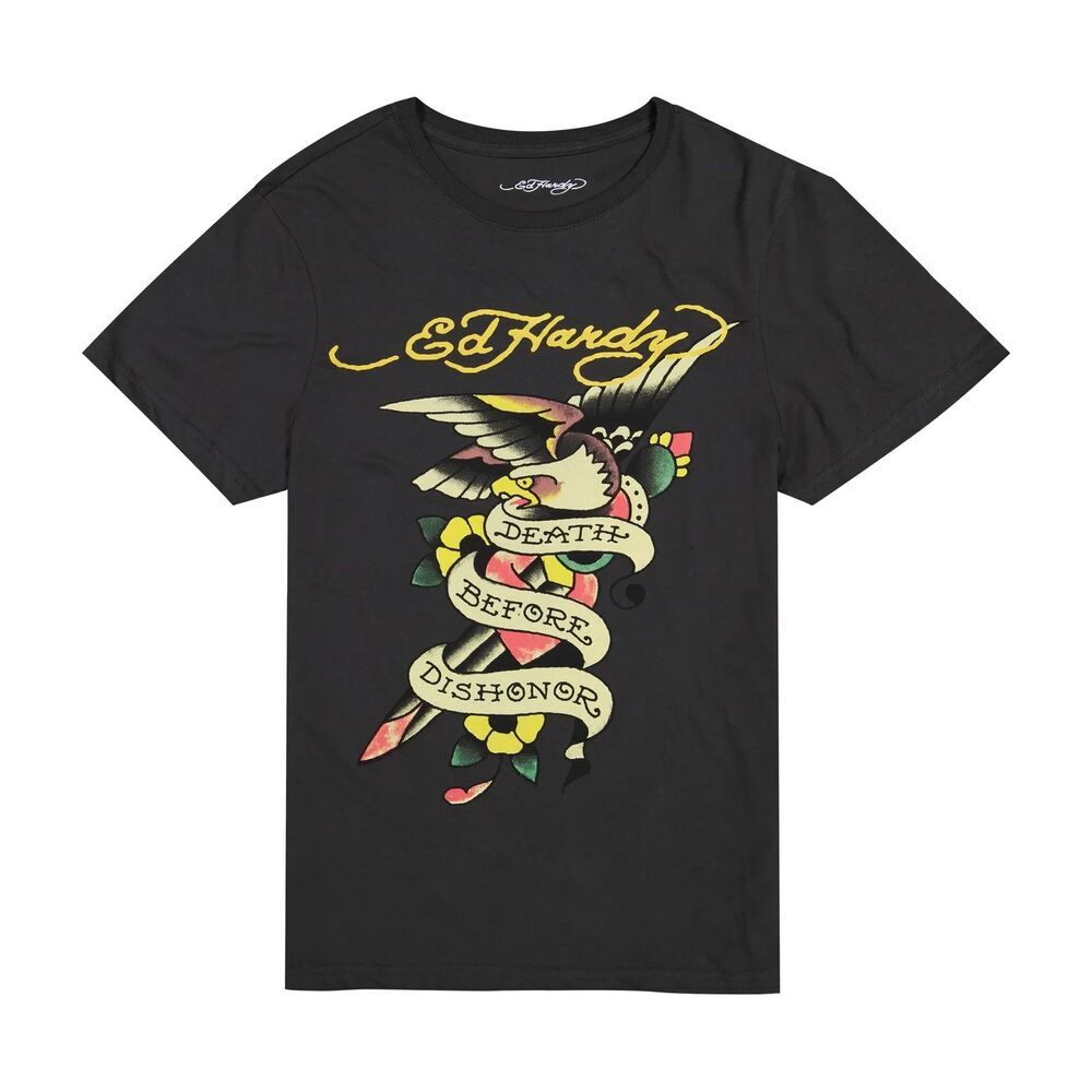 NWT Ed Hardy Graphic Logo T-Shirt Men Size XXL Charcoal DBD Eagle Mens SS Tee
